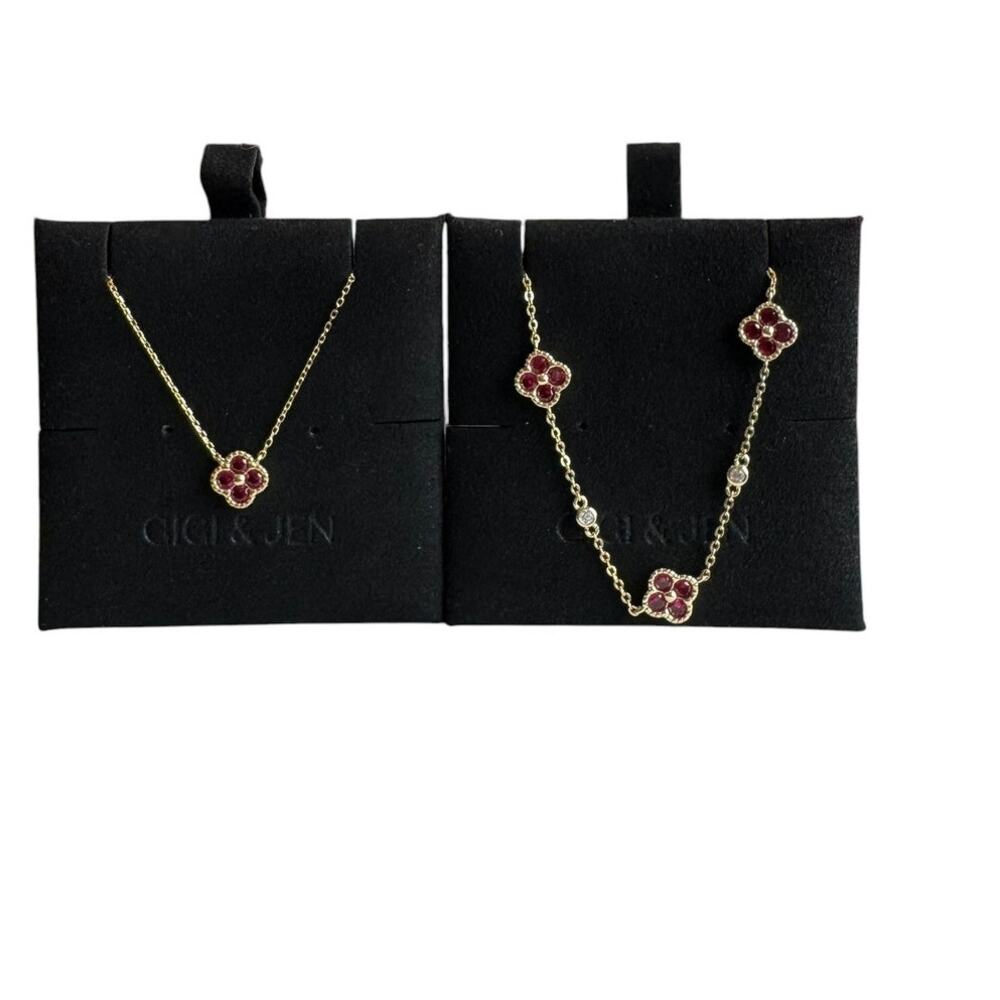 Necklace & Bracelet Red floral Jewelry Set